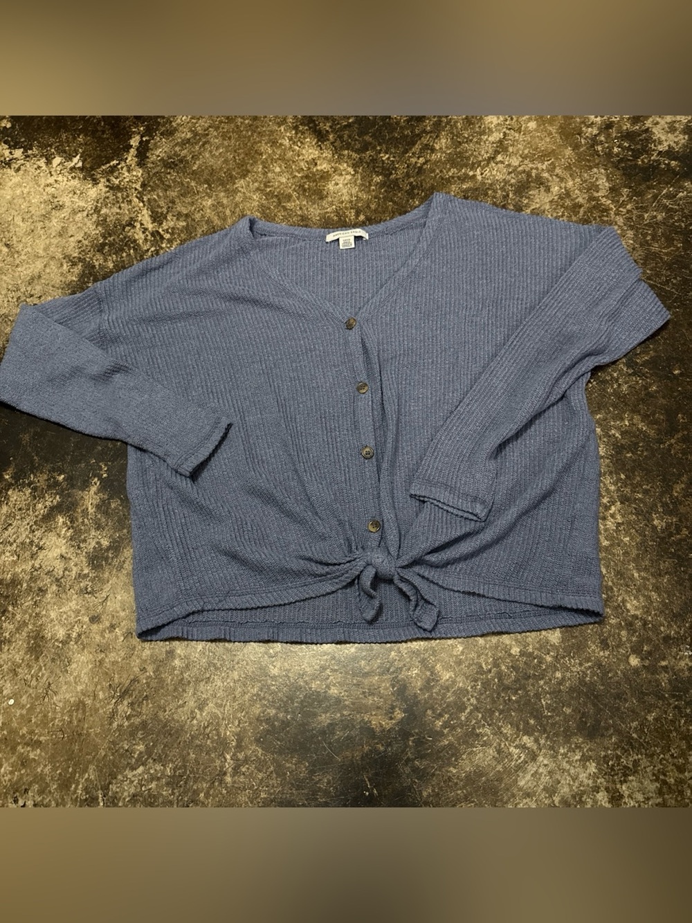 American Eagle Outfitters Textured V-Neck Sweater - Blue